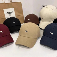 ใRใBear Embroidery Baseball Cap, Unisex Soft Khaki Dad Hat, Stylish Casual Cap for Men Women Outdoor Summer