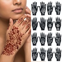 Pattern Tattoo Stencils for Women Hollow Henna Flower Tattoo Stencils for Hand Fingers Reusable Tattoo Templates Tattoo Tools