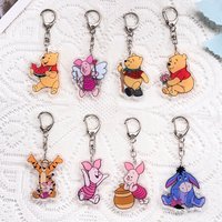 1/19Pcs Disney Winnie the Pooh Keychain Acrylic Keyrings Bag Charms Cute Backpack Pendant Funny Prop Decoration Friends Gifts