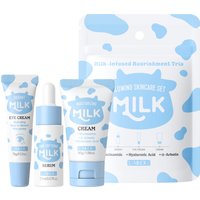 LAIKOU Milk 3Pcs Travel Skincare Set 17ml Serum 15g Eye Cream 30g Moisturizing Cream Hydrating Nourishing Facial Skin Care Kit