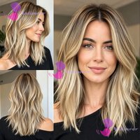 Soft 16inch 180 Density Highlight Blond Body Wave 100% Human Hair Wig 13x4 Lace Front with Baby Hair Pre-Plucked Soft Hair Wig