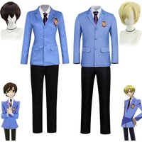 Anime Ouran High School Host Club Fujioka Haruhi Cosplay Costume Wig Suou Tamaki School Uniform Halloween Costumes for Women Men