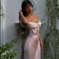 Temperament Dress Sweet Square Collar Strap Bubble Sleeve Advanced Sense Noble Waist French Princess Elegant Body Curve Women