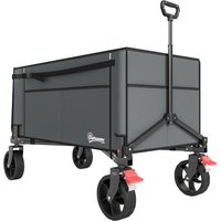 PINGGO Folding Trolley on Wheels, 150L Collapsible Wagon Festival Trolley Cart , for Shopping Camping Beach and Garden, Grey