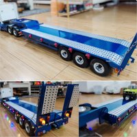 1/14 RC Metal Flatbed Trailer 3 Axles/ 5 Axles with 2-section Electric Tailboard for Remote Control Tractor Truck Car Model Toy