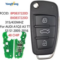 YangWang Remote Car Key ID48 Chip 315/433MHZ For AUDI A1Q3 A3 TT S3 S1 2005-2016 8P0837220D 8X0837220D Flip Remote Key Fob