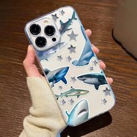 Funny Star Shark Phone Case For iPhone 17 16 15 14 13 12 11 Pro Max Mini SE 7 8 Plus 17E Shockproof Transparent Cover Fundas