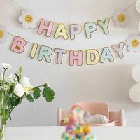 1PC Daisy Happy Birthday Party Decoration Banner Children Adult Scene Colorful Flags Party Photo Props
