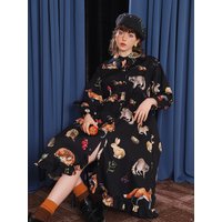 Spring Ladies Illustration Animal Petal Collar Art Dress