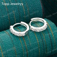 Luxurious 925 Sterling Silver Exquisite Round Zirconia Ear Clips for Women - Stylish Wedding Gift Jewelry