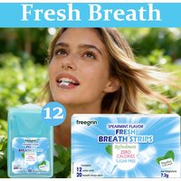 FREEGRIN Spearmint Flavored Fresh Breath Strips Portable Strips Kissing Mouth Fresh Breath Tablets Instant Dissolve Oral Strips