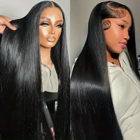44 46 Long Inch 13x4 HD Lace Front Wig Brazilian Straight Human Hair Wig For Women 200 Density 13x6 Transparent Lace Frontal Wig image 3
