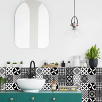 24Pcs/Set Mandala Style Ceramics Wall Sticker Waterproof Vintage Peel & Stick Art Wall Decals Self Adhesive Non-slip