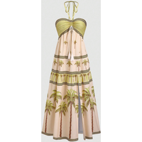 Elegant Printed Halter Neck Long Dress for Ladies Fashionable Vacation Style Women's Gown
