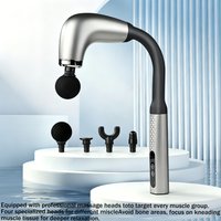 2026 New Smart Fascia Gun Deep Tissue Massage Hammer Electric Handheld Back Massager with Long Handle 4 Heads Quiet Muscle Relax