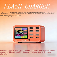100W Multi-Port USB Charger Hub with Digital Display PD and QC Fast Charging Station Voltage and Current for Phones Laptops