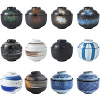 Japanese Soup Rice Bowl With Lid Sushi Dumpling Seasoning Bowl Ceramic Egg Bowl Dessert Traditional Miso Soup Bowl Cutlery