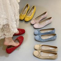 Retro Bow Single Shoes Female 2025 New Summer Within The High Female Shoes Red Ballet Flat Shoes Zapatos De Mujer