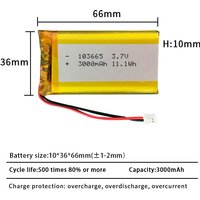 103665 Li-Polymer Battery 3000mAh 3.7V Lithium Batteries for Bluetooth Speaker Keyboard Headphones GPS Tracker Electronic Clock