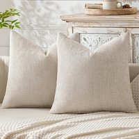 Coarse Needle Chenille Pillow Cover With Cross Weave Simple Plain Color Cushion Soft Sofa Cushion Cover