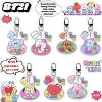 BT21 koya RJ Shooky Man Chimmy Tata Cooky Cartoon Cute Acrylic Keychain Creative Anime Peripheral Backpack Pendant Holiday Gift