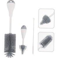 Silicone Bottle Brush, Baby Bottle Long Handle Straw Cleaner Set with Suction Cup Base, Sanitary Cup Cleaning Brush Baby Bottles