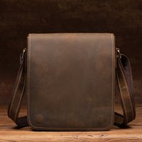 Handmade leather messenger bag retro crazy horse leather shoulder bag men's casual leather simple men's bag