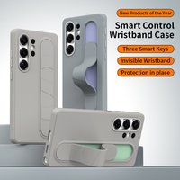 High-end Business Silicone Elastic Stand Wristband Original Smart Control Case For Samsung S26 Ultra S25 S24 Plus Protect Cover