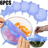 6/12Pcs Food Grade Silicone Preservation Cover Reusable Airtight Food Universal Dish Stretch Round Lids For Kitchen Accessories