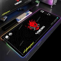 RGB Gaming Cyberpunks Mouse Pad XXL Computer Gamer Large Led Mousepad Ghost Head Desktop Decoration WOW Deskmat Wit Backlit