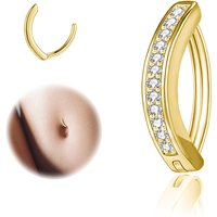 14G Clicker Belly Button Rings, Surgical Steel Cubic Zircon Curved Hoop Navel Barbell Body Jewelry Piercing, 10mm / 20mm