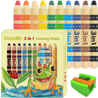3 in 1 Multi-Media Watercolour Pencils - Jumbo Easy-Grip - Pack of 10 with Sharpener