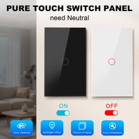 No WiFi Smart Touch Switch Single Glass Panel Wall Touch Sensor Switch Home Light Control
