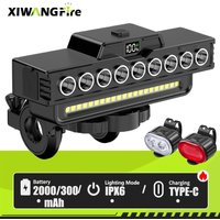 9 Beads Bicycle Head Light Type-C Rechargeable MTB Bikes Highlight Horn Front Light Cycling Accessories for Night Riding Safety