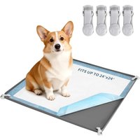 Dog Pee Pad Holder Suitable for 24" x 24" Training Pads, Puppy Potty Tray with 4 Fixing Clamps, Indoor Floor Protection