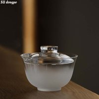 Japanese Cloud and Fog Glass Gaiwan Transparent Frosting Style Zen Tea Cup Heat Resistant Kung Fu Tea Bowl