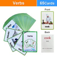 Action Verbs English Flashcards for Kids Homeschool Classroom Montessori Teaching Material Pocket-Sized Vocabulary Learning Card