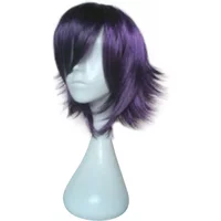 Anime Cosplay Wig Synthetic Hair Wigs Short Curly Purple Black High Temperature Fiber Wigs