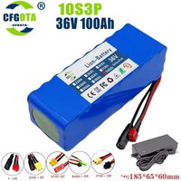 2025 36V NEW 100Ah 18650 battery pack 10S3P 100000mAh built-in 15A BMS, 250W-500W battery+42V 2a charger