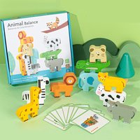 Wooden Animal Stacking Block Game Shape Matching Puzzle Balance Toy Montessori Fine Motor Training Educational Toys For Children