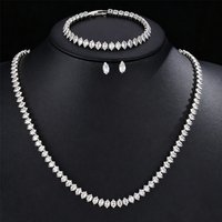 ZAKOL Luxury AAA Cubic Zirconia Marquise CZ Tennis Bracelet Necklace Earrings Set for Women Wedding Banquet Jewelry Set