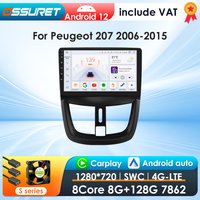 360 Kamera Android 13 Auto Radio Für PEUGEOT 207 207CC 2006-2015 Auto Multimedia GPS 4G Carplay intelligente Bildschirm autoradio SWC