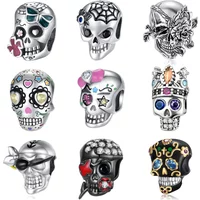 925 sterling silver Bow Cross Skull Charms Beads Fit Original Bracelets Bag Keychain Charms Beads Pendant Diy Women Jewelry Gift