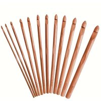 12pcs Carbonized Bamboo Crochet Hooks Set 3.0-10.0mm Knitting Needles Kit DIY Handmade Woven Crochet Supplies for Beginners