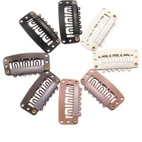 50Pcs/Lot U Shape Snap Clips Styling Flat Fixed Hair For Wigs Extensions Tool Back Silicone Accessories Metal 32mm Women Comb