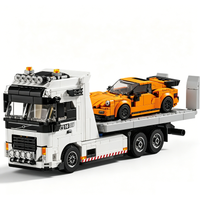 Classic orange color scheme, Sports car racing building blocks, eight-grid car series, trailer, boy's educational toy gift