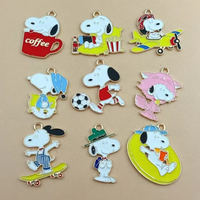 9pcs Cartoon Charm for Jewelry Making Enamel Necklace Pendant Bracelet Phone Accessories Alloy Metal Gold Plated