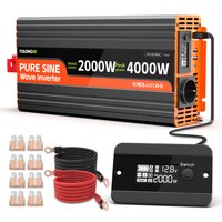 YULONGNE – czysty falownik sinusoidalny, maksymalna moc 4000 W, przetwornica napięcia DC12V na AC230V, gniazdo europejskie, sterowanie przewodowe, wyświetlacz LCD, port USB typu C – do użytku w
