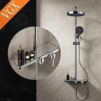 VGX Bathroom Shower System Set Modern Shower Faucet Set 3-way Rainfall Shower Set Shower Mixer Crane with Hand Shower Set Grey