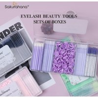 SAKURAHANA Eyelash Storage Box with Cover Lash Accessories Lashes Glue Tweezer Holder Organizer Acrylic Makeup Tool